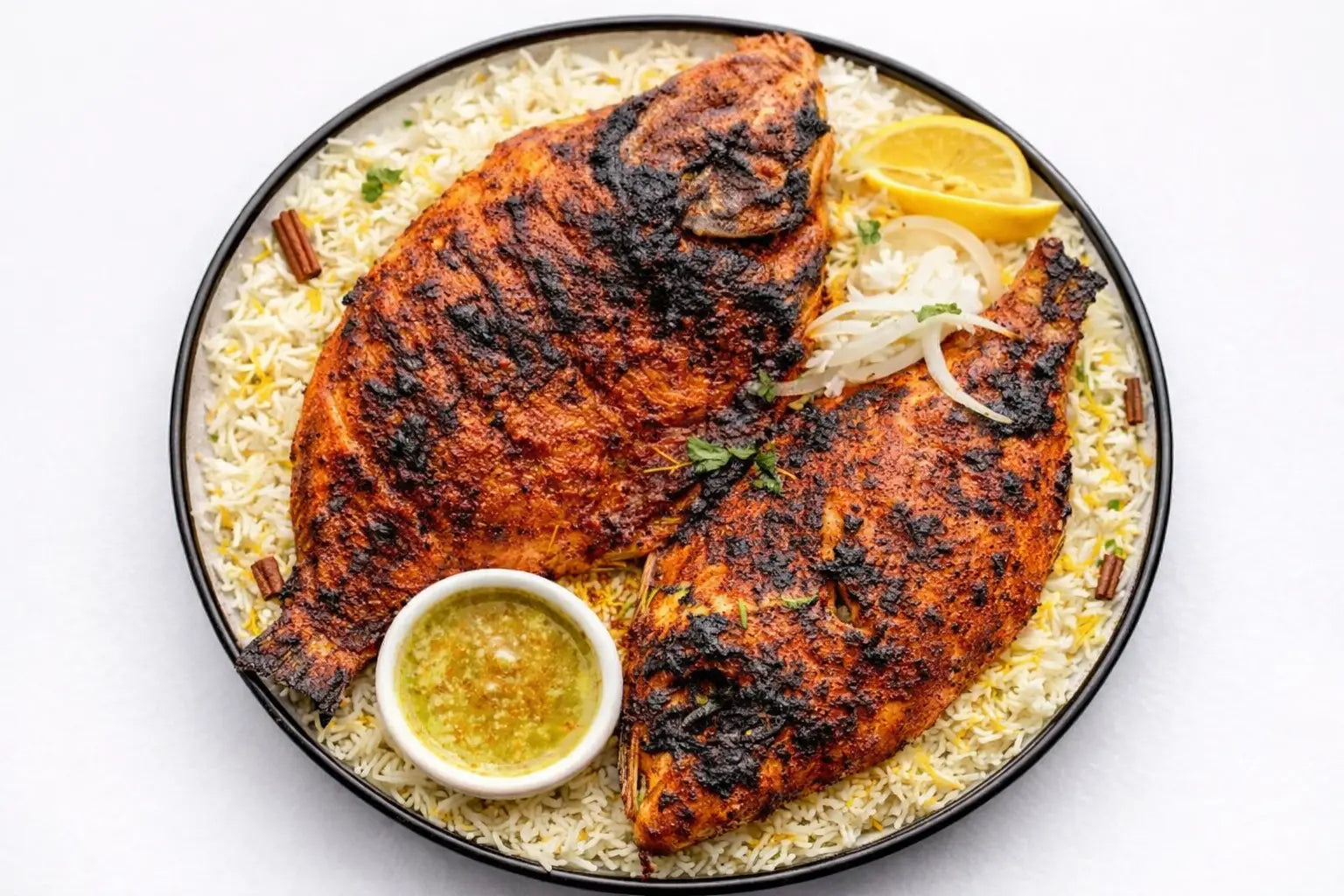 BBQ Fish Tikka Rice Platter